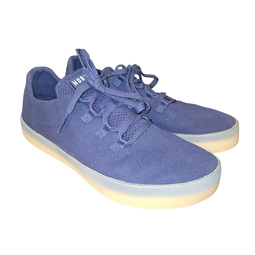 NOBULL Canvas Trainers Unisex M 12/W 13.5 Clear Sole Navy Low Top Laced Sneakers